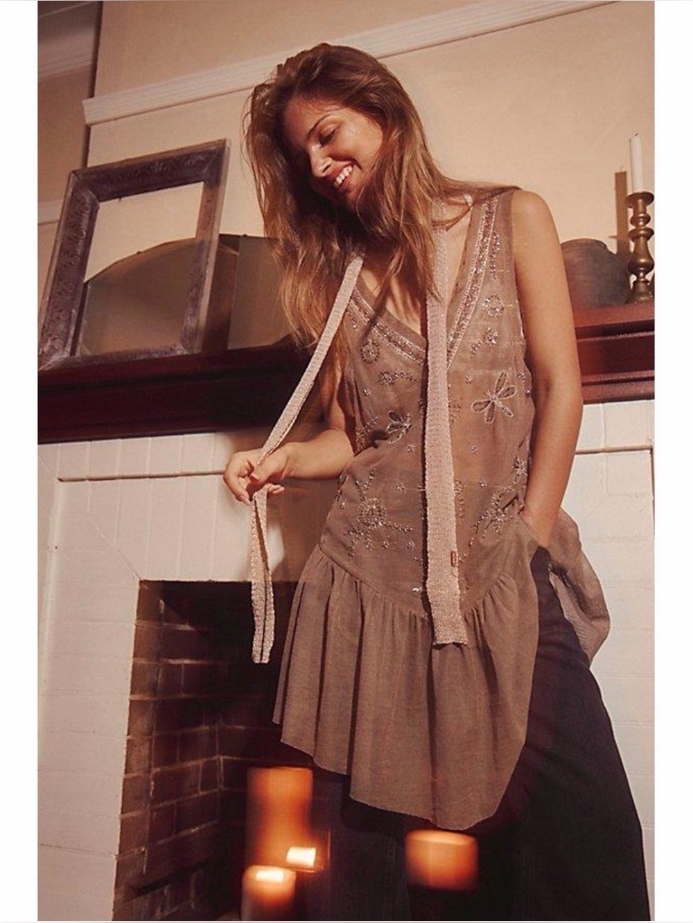 Free People NWT Women's Nightcap Embellished Slip - small